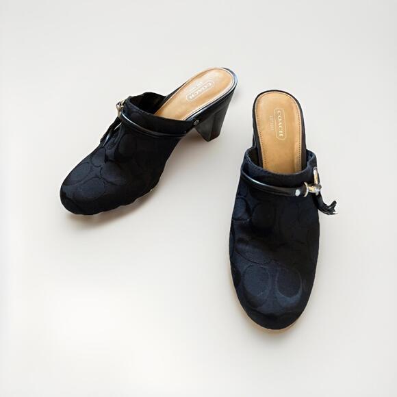 BEAUTIFUL COACH SHASHA BLACK TASSEL CLOGS RP $295 SIZE 8.5B FANTASTIC COND! - Picture 1 of 13